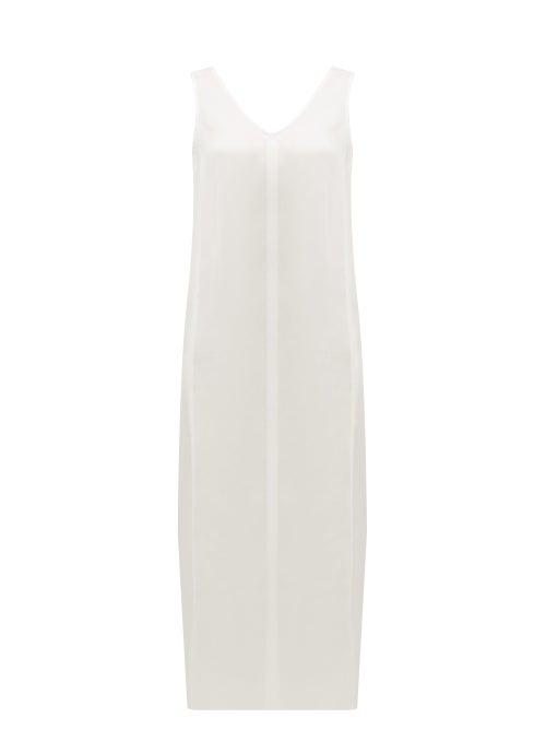 Matchesfashion.com Raey - High V Neck Silk Midi Dress - Womens - Ivory