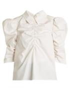 Isa Arfen Point-collar Gathered Cotton Top