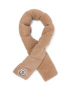 Matchesfashion.com Moncler - Logo-patch Faux-shearling Scarf - Womens - Brown