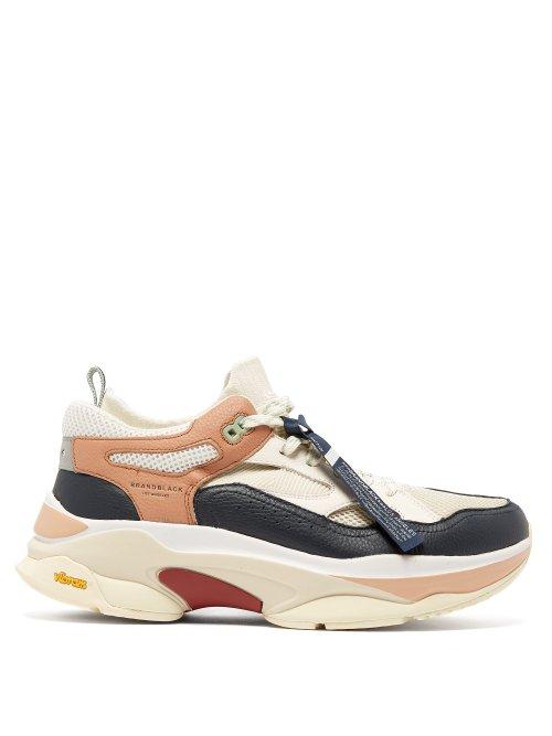 Matchesfashion.com Brandblack - Aura Ii Leather And Mesh Trainers - Mens - Brown White