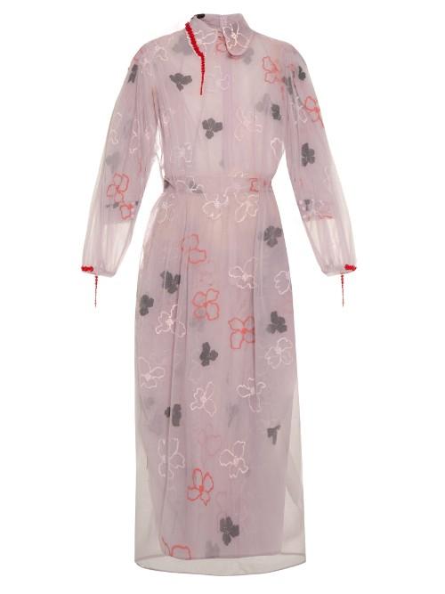 Simone Rocha Spooky Flower-embroidered Long-sleeved Dress