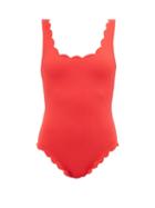 Matchesfashion.com Marysia - Palm Springs Scalloped-edged Swimsuit - Womens - Red