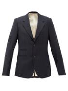 Matchesfashion.com Raf Simons - Pinstriped Single-breasted Wool Blazer - Womens - Dark Navy