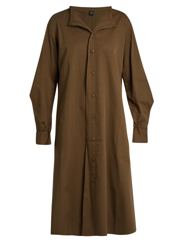 Y's By Yohji Yamamoto Distressed-dot Cotton-drill Shirtdress