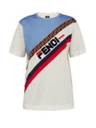 Matchesfashion.com Fendi - X Karl Lagerfeld Mania Logo Print Cotton T Shirt - Mens - Blue Multi