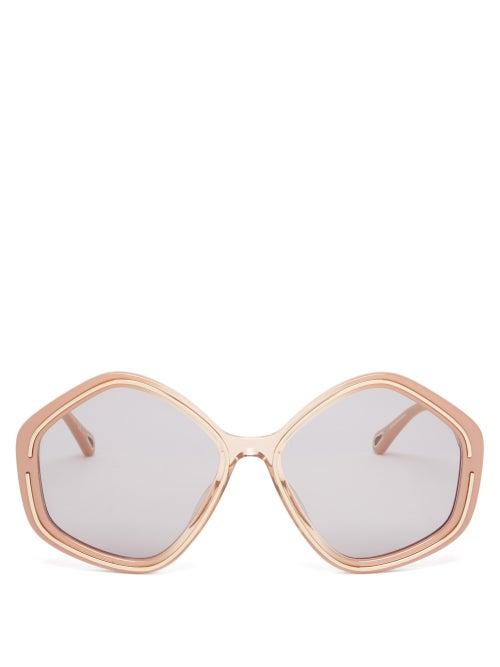 Chlo - Kheene Oversized Acetate Sunglasses - Womens - Nude Grey