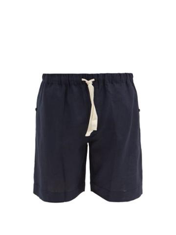Matchesfashion.com Desmond & Dempsey - Drawstring Linen Pyjama Shorts - Mens - Navy