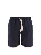 Matchesfashion.com Desmond & Dempsey - Drawstring Linen Pyjama Shorts - Mens - Navy