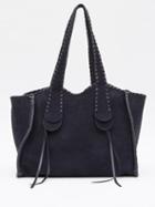 Chlo - Mony Whipstitched Suede Shoulder Bag - Womens - Navy