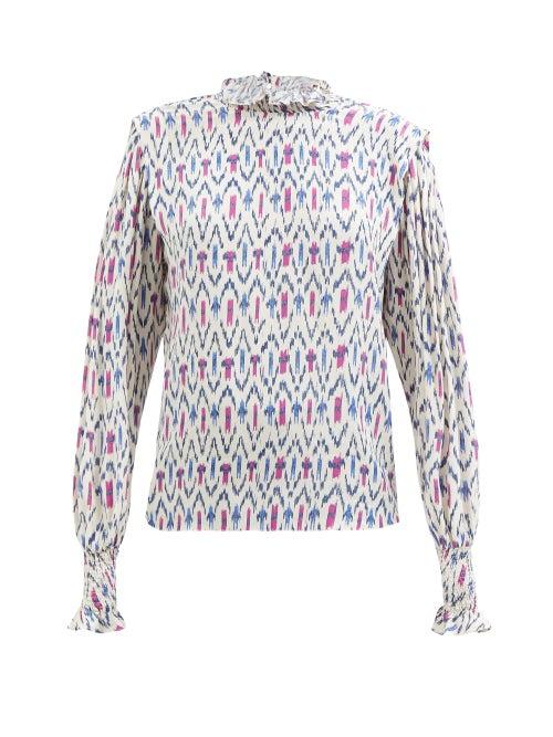 Isabel Marant Toile - Yoshi Ikat Cotton-poplin Blouse - Womens - Ivory Multi