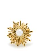 Oscar De La Renta Faux-pearl Embellished Sun-star Ring