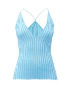 Galvan - Rhea Ribbed-knit Top - Womens - Mid Blue
