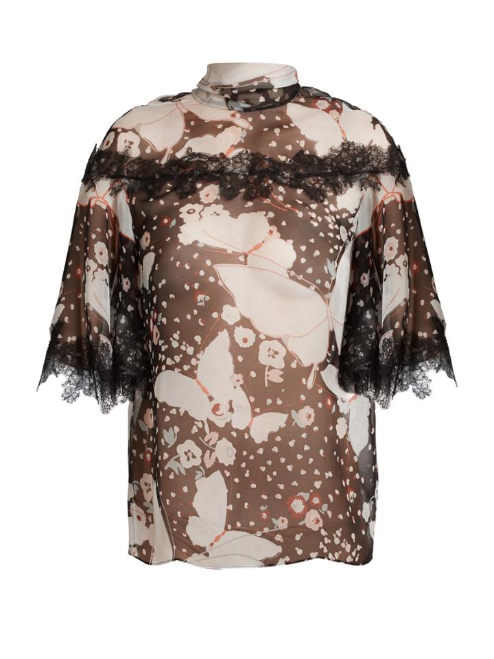 Valentino Pop Butterflies-print Chiffon Blouse