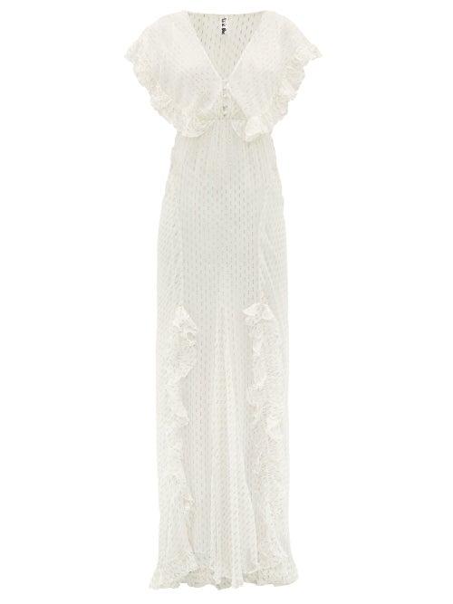 Matchesfashion.com Rat & Boa - Ruffled Metallic Fil Coup Maxi Dress - Womens - Ivory
