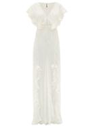 Matchesfashion.com Rat & Boa - Ruffled Metallic Fil Coup Maxi Dress - Womens - Ivory