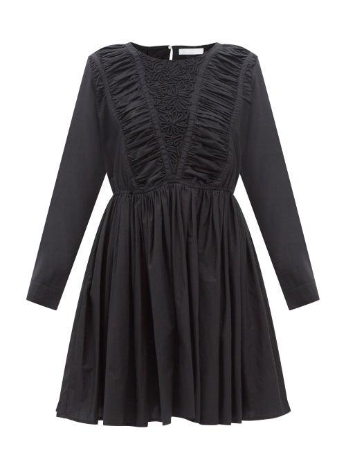 Merlette - Vlinder Embroidered Pima-cotton Poplin Dress - Womens - Black
