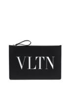 Valentino Vltn-print Leather Pouch