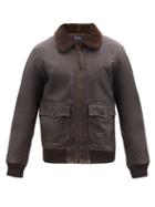 Polo Ralph Lauren - G1 Shearling-collar Leather Bomber Jacket - Mens - Dark Brown