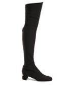 Matchesfashion.com Prada - Logo Plaque Over The Knee Boots - Womens - Black