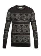 Matchesfashion.com Saint Laurent - Geometric Intarsia Knit Sweater - Mens - Black Multi