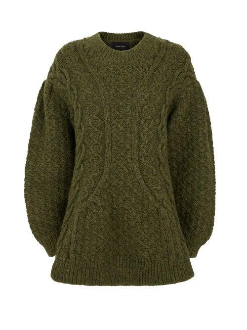 Simone Rocha - Balloon-sleeve Cable-knit Sweater - Womens - Khaki