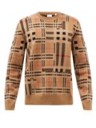 Burberry - Montage-check Jacquard Cashmere Sweater - Mens - Beige