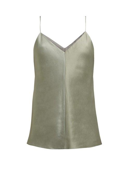 Matchesfashion.com The Row - Eda V Neck Satin Cami Top - Womens - Dark Grey