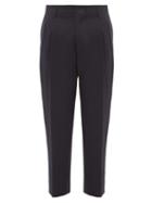 Matchesfashion.com Ami - High Rise Cropped Wool Trousers - Mens - Navy