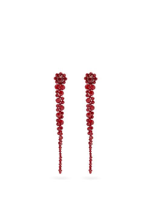 Matchesfashion.com Simone Rocha - Drip Crystal-embellished Earrings - Womens - Red