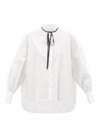 Erdem - The Poet Pussy-bow Cotton-poplin Shirt - Womens - White