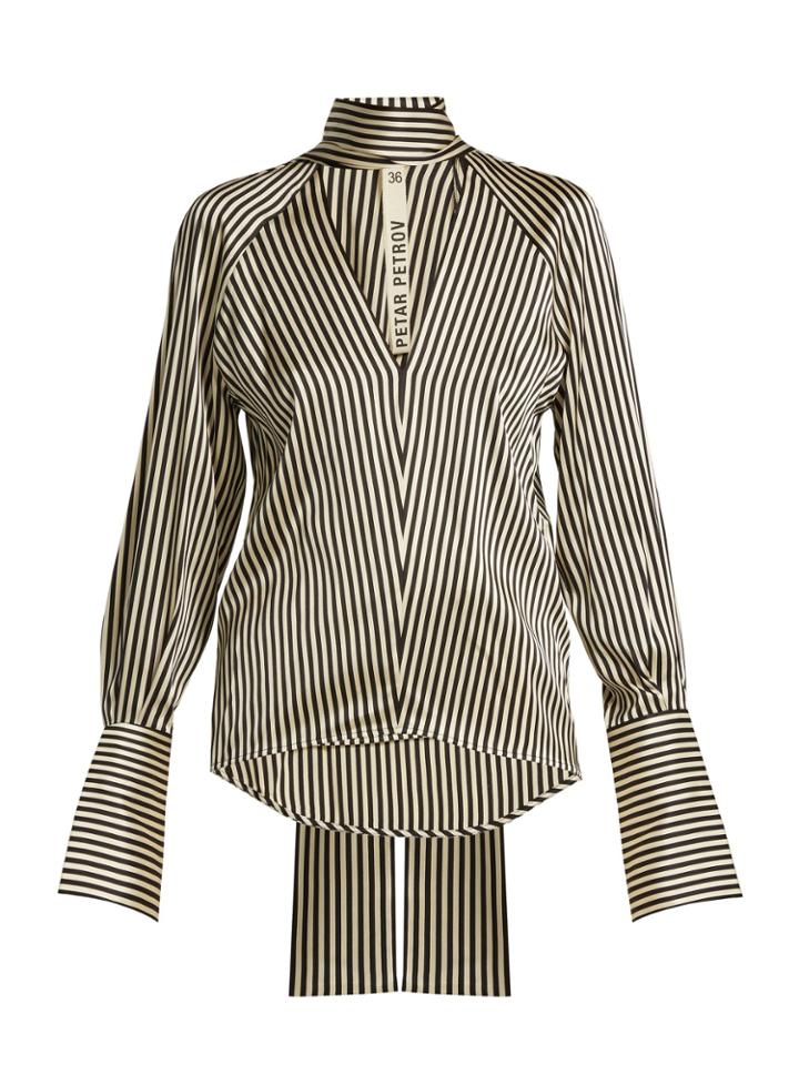 Petar Petrov Eike Striped Silk Blouse