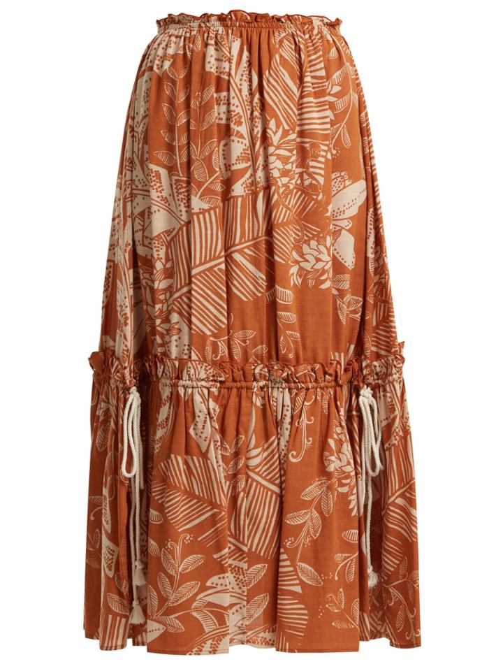 See By Chloé Frill-trimmed Jungle-print Cotton-blend Skirt