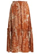 See By Chloé Frill-trimmed Jungle-print Cotton-blend Skirt