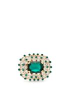 Matchesfashion.com Dolce & Gabbana - Glass Crystal Encrusted Metal Ring - Womens - Green