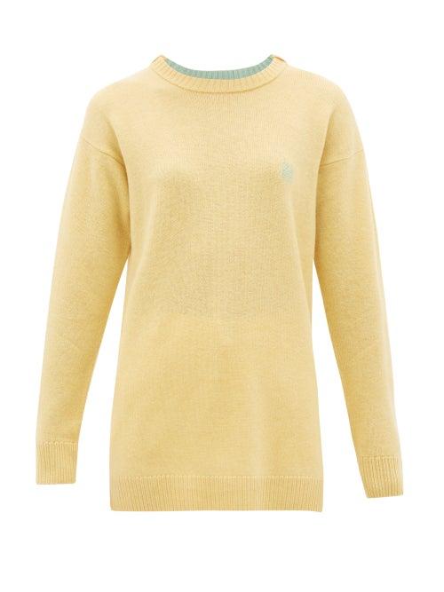 Matchesfashion.com Loewe - Anagram-embroidered Wool Sweater - Womens - Cream