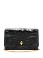 Matchesfashion.com Alexander Mcqueen - Skull Crocodile-effect Leather Cross-body Bag - Womens - Black