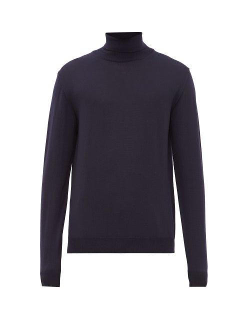Matchesfashion.com Ditions M.r - Thadee Merino Wool Roll Neck Sweater - Mens - Navy