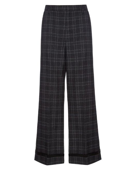 Marc Jacobs Beaded-hem Wide-leg Checked Wool Trousers
