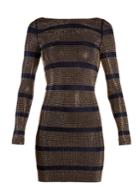 Balmain Boat-neck Crystal-embellished Striped Mini Dress