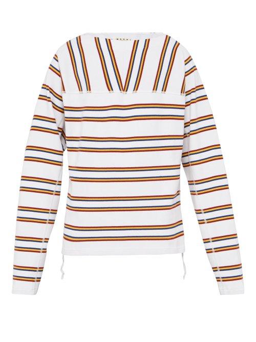 Matchesfashion.com Marni - Striped Cotton Sweatshirt - Mens - White