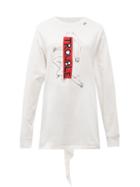 Matchesfashion.com Hillier Bartley - Trouble Back Tie Long Sleeve Cotton T Shirt - Womens - White Multi