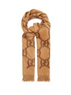 Gucci - Gg-print Brushed-wool Scarf - Womens - Camel