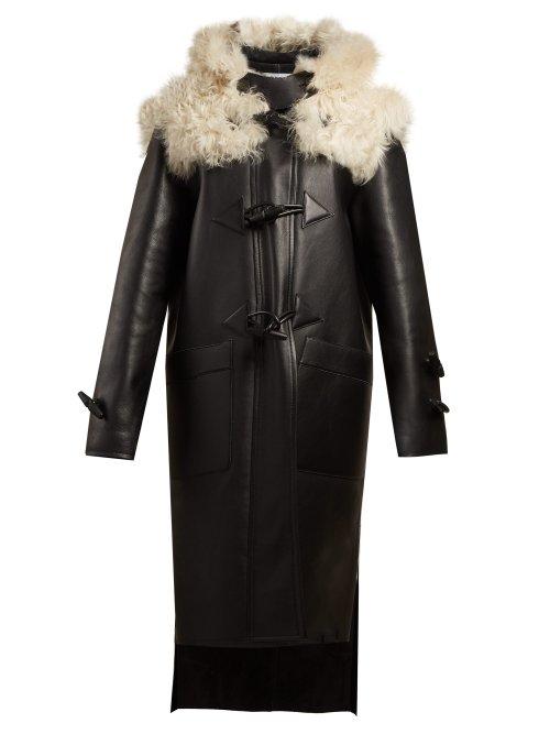 Matchesfashion.com Loewe - Shearling Trim Leather Coat - Womens - Black