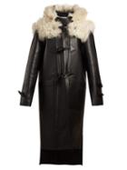 Matchesfashion.com Loewe - Shearling Trim Leather Coat - Womens - Black