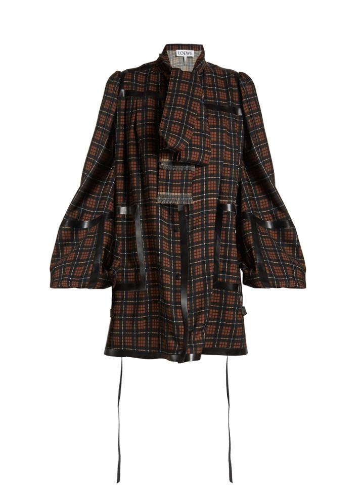 Loewe Tape-trimmed Checked Mini Dress