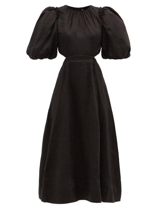 Aje - Relic Beaded Cutout Linen-blend Midi Dress - Womens - Black