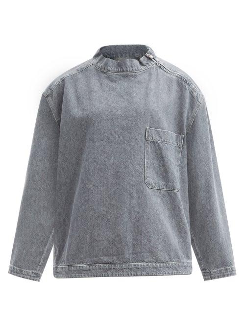 Lemaire - Patch-pocket Denim Top - Womens - Grey