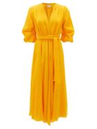 Matchesfashion.com Gabriela Hearst - Demeter Cotton-blend Gauze Wrap Dress - Womens - Yellow
