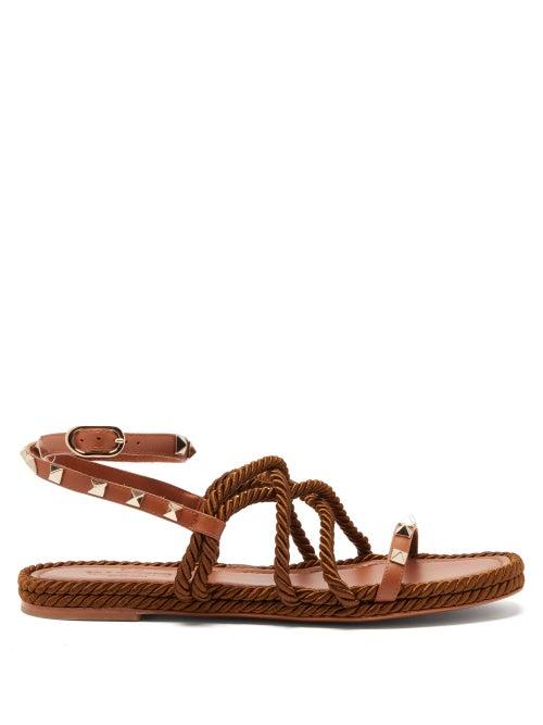 Matchesfashion.com Valentino Garavani - Torchon Rockstud Leather Sandals - Womens - Tan