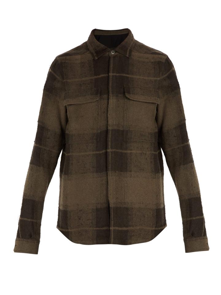 Rick Owens Dirt Checked Linen And Camel-blend Shirt